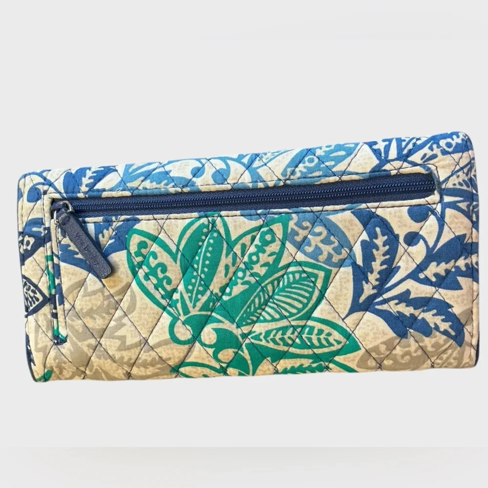 Vera Bradley RFID Trifold Wallet in Santiago Floral Print Quilted Cotton - Picture 4 of 13